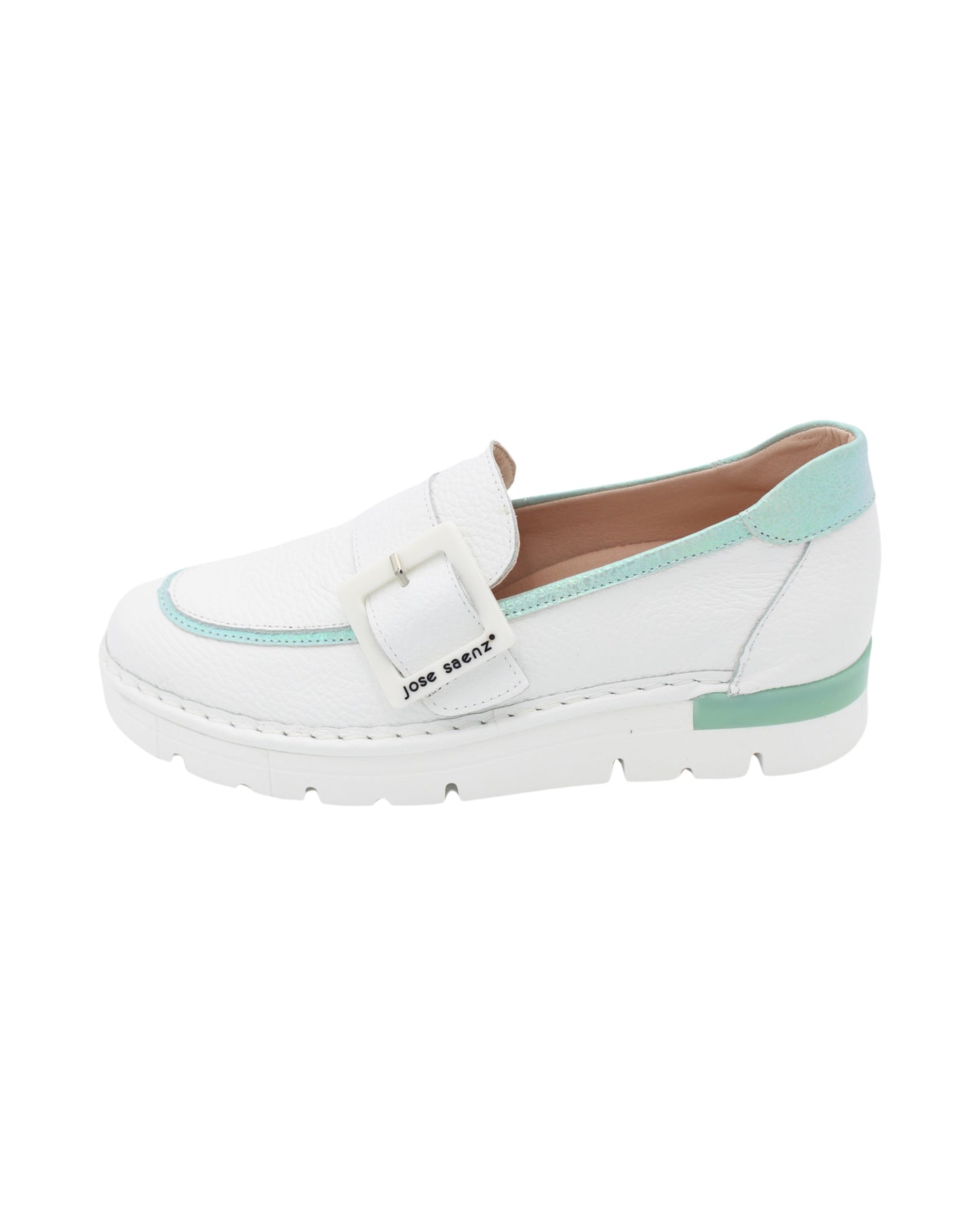 Jose Saenz - Ladies Shoes Loafers White,  Turquoise (1991)