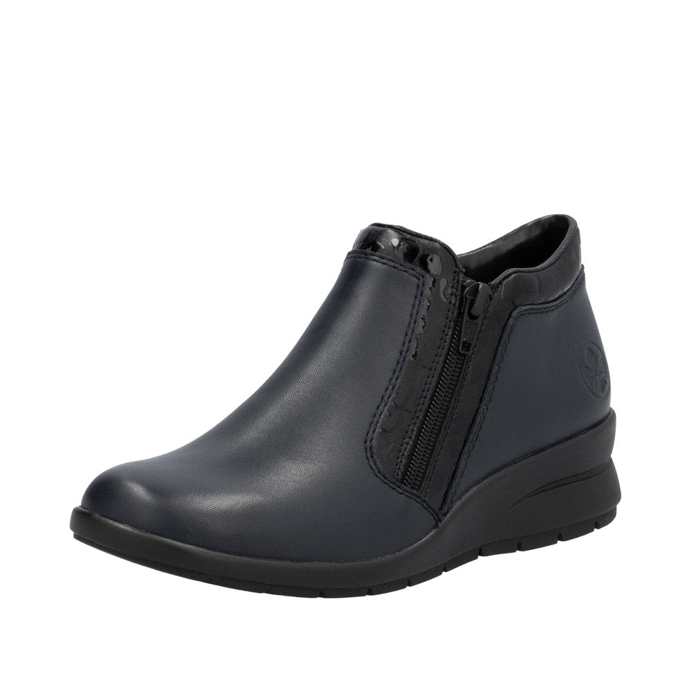 Rieker Ladies Shoes Ankle Boots Navy Black 2536 Houstons Footwear