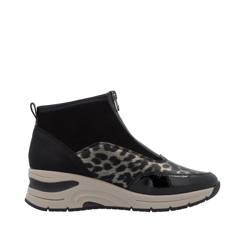 Rieker - Ladies Ankle Boots Black, Leopard (3705)