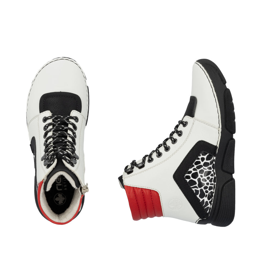 Rieker - Ladies Ankle Boots Black, White, Red (3723)