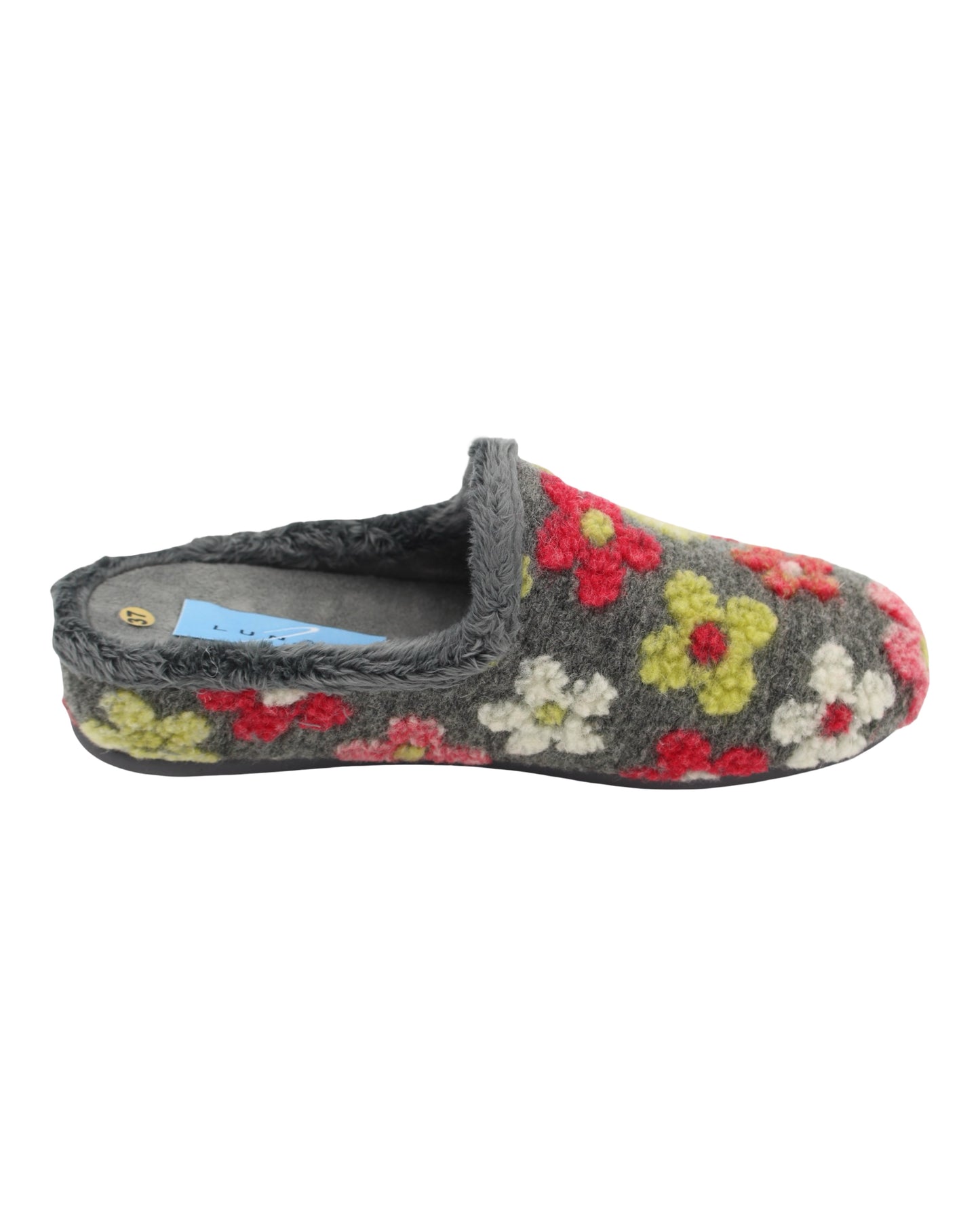 Lunar - Ladies House Shoes Grey, Floral (3772)