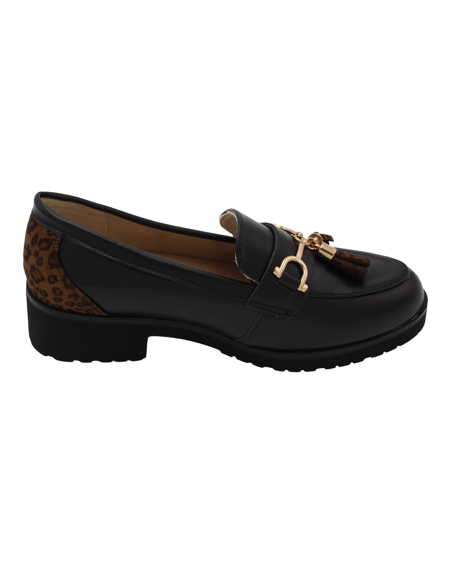 Lunar - Ladies Loafers Black, Leopard (3923)