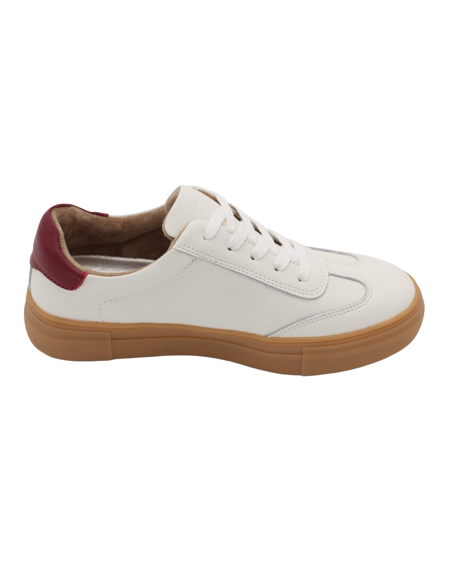 Drilleys - Ladies Trainers White, Maroon (4077)