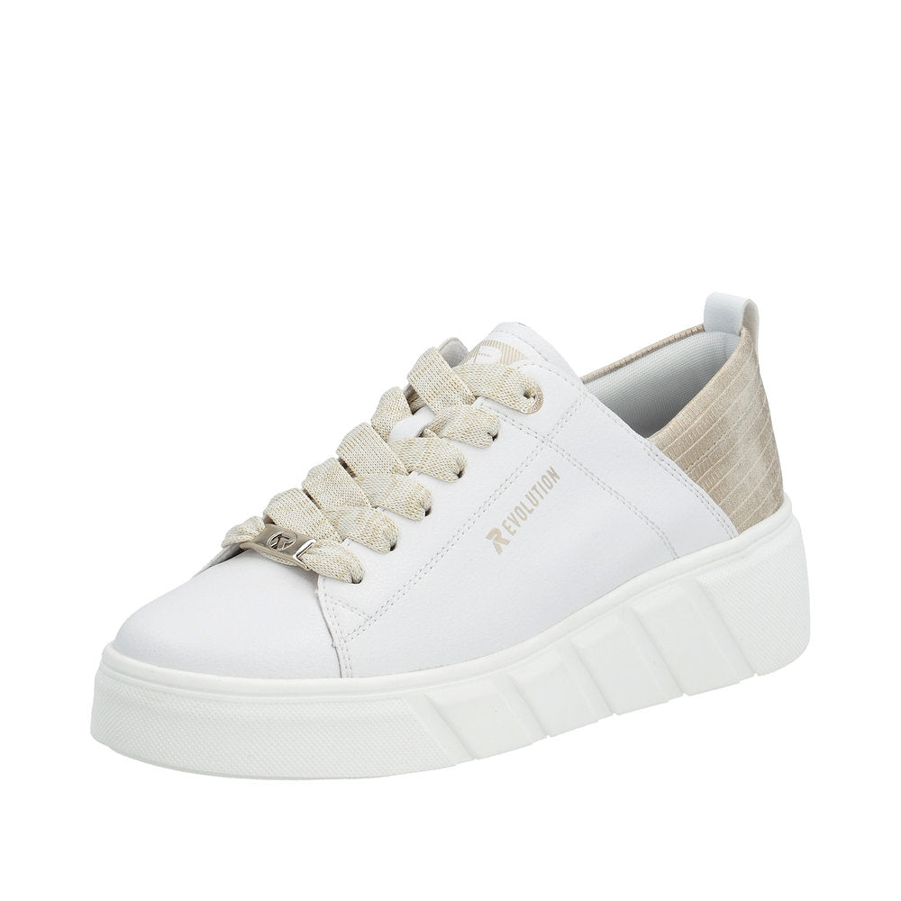 Rieker - Ladies Shoes Trainers White, Gold (1938)