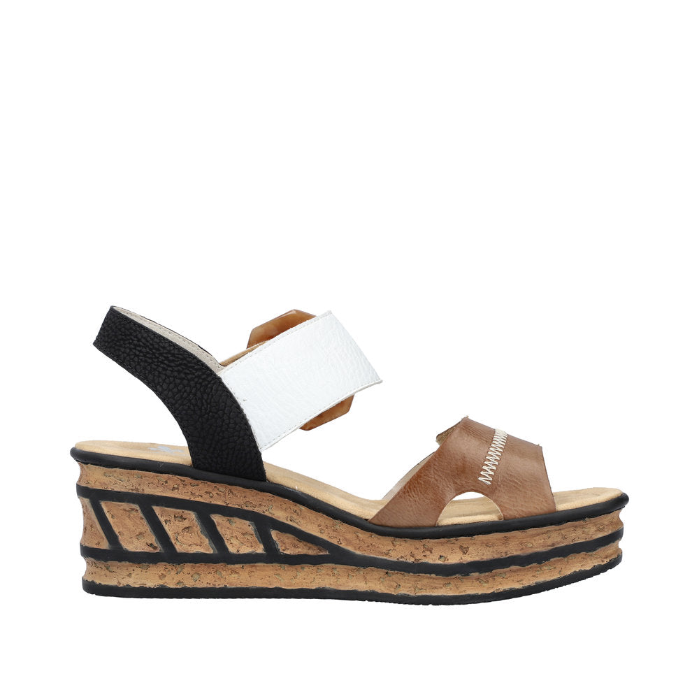 Rieker - Ladies Shoes Sandals Tan,  Black (2148)