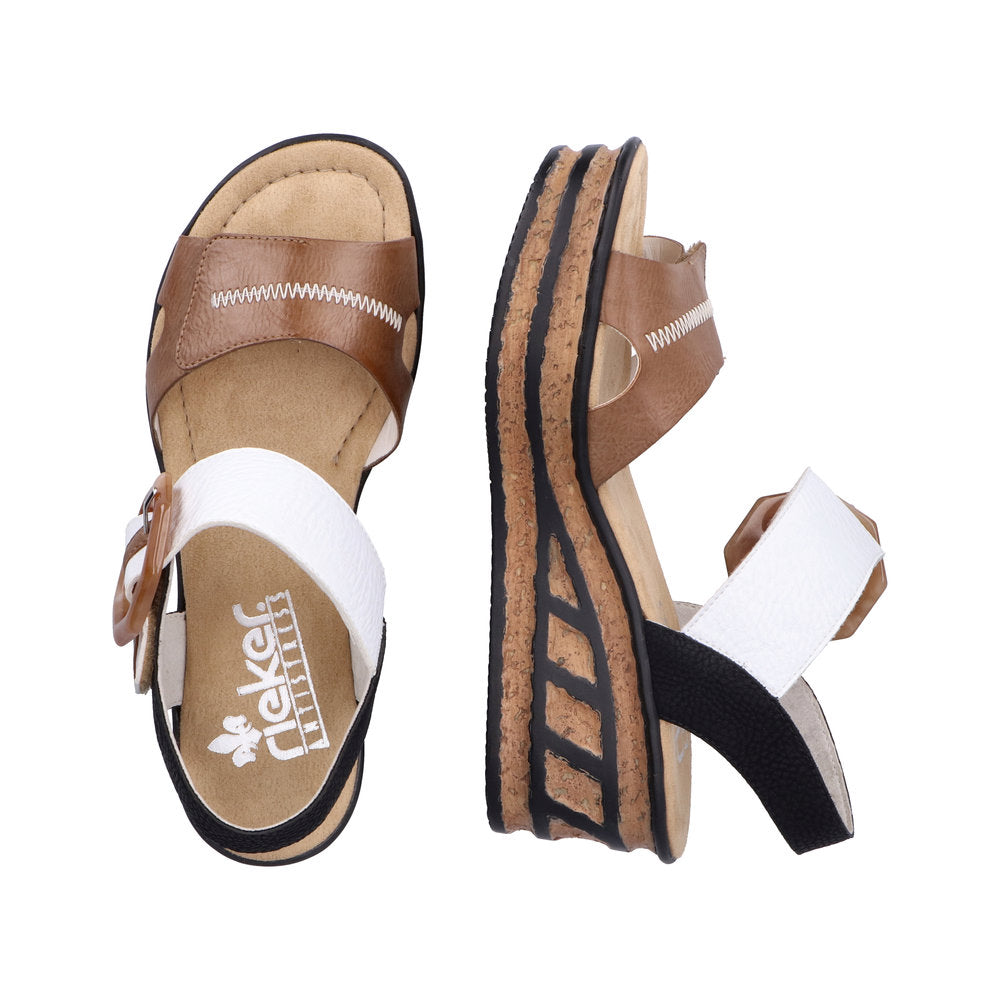 Rieker - Ladies Shoes Sandals Tan,  Black (2148)