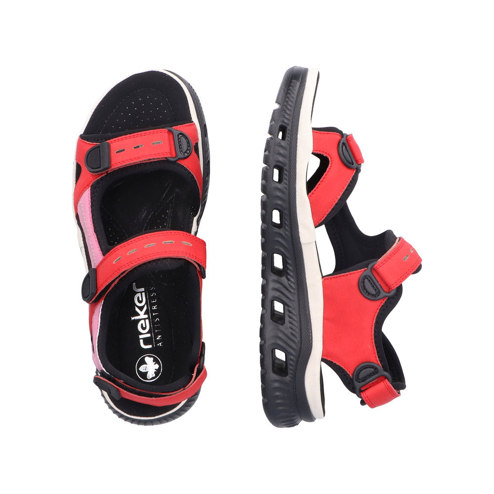 Rieker - Ladies Shoes Sandals Red,  Black (2462)