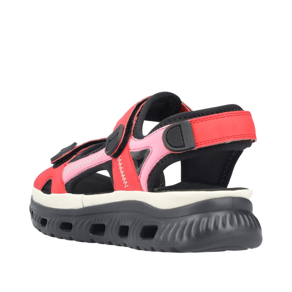 Rieker - Ladies Shoes Sandals Red,  Black (2462)