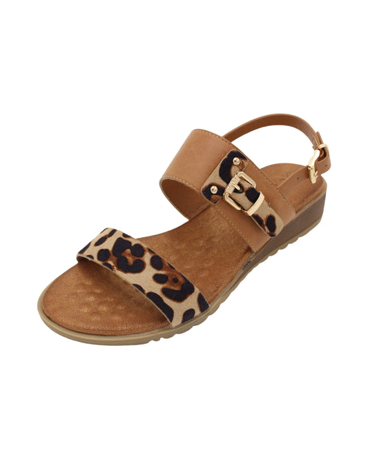 Lunar - Ladies Shoes Sandals Tan, Leopard (2463)