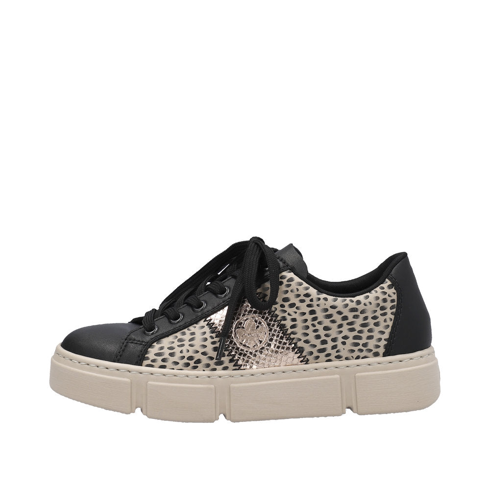 Rieker - Ladies Shoes Trainer Black ,  Leopard (2490)