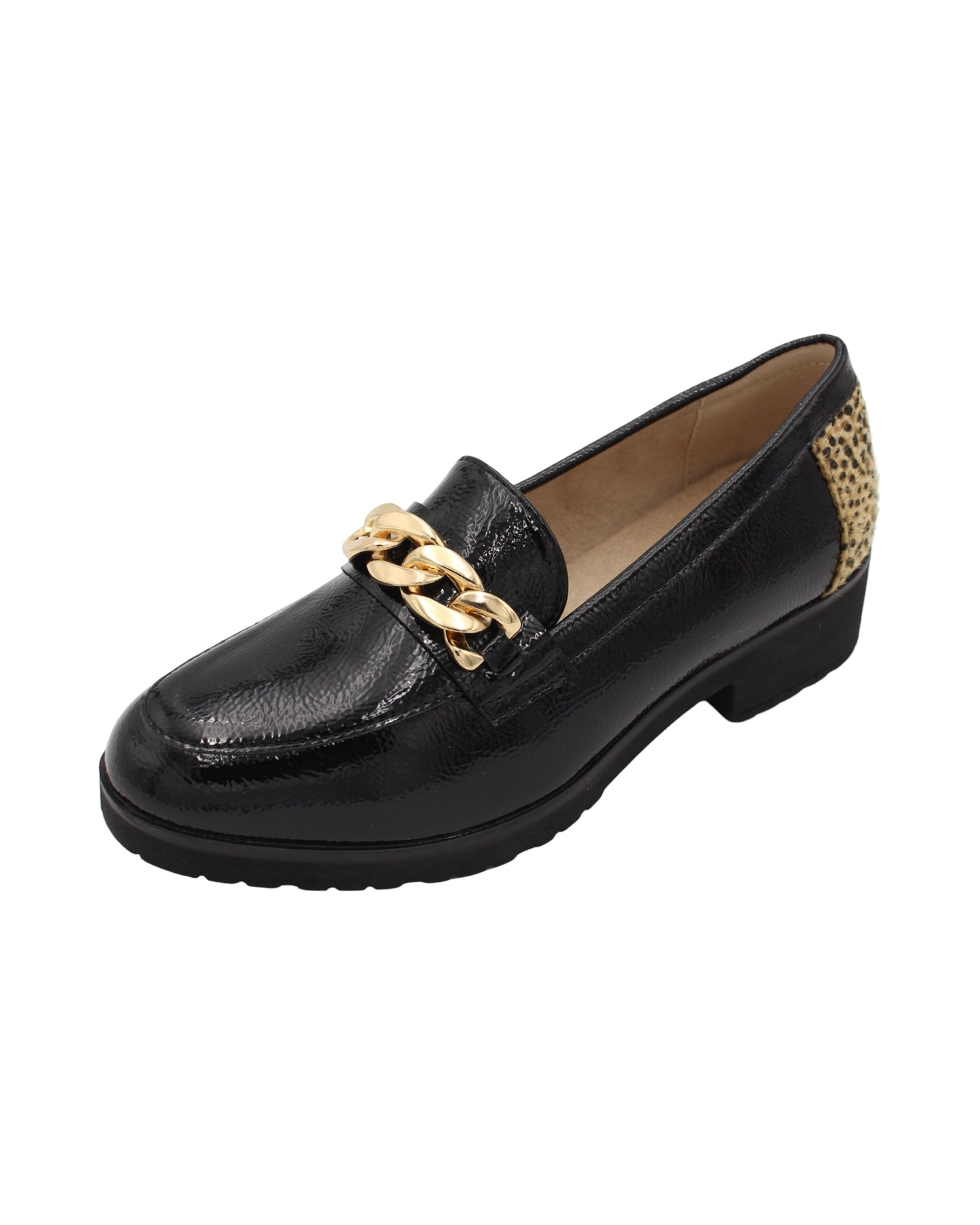 Lunar - Ladies Shoes Loafers Black, Leopard (2814)