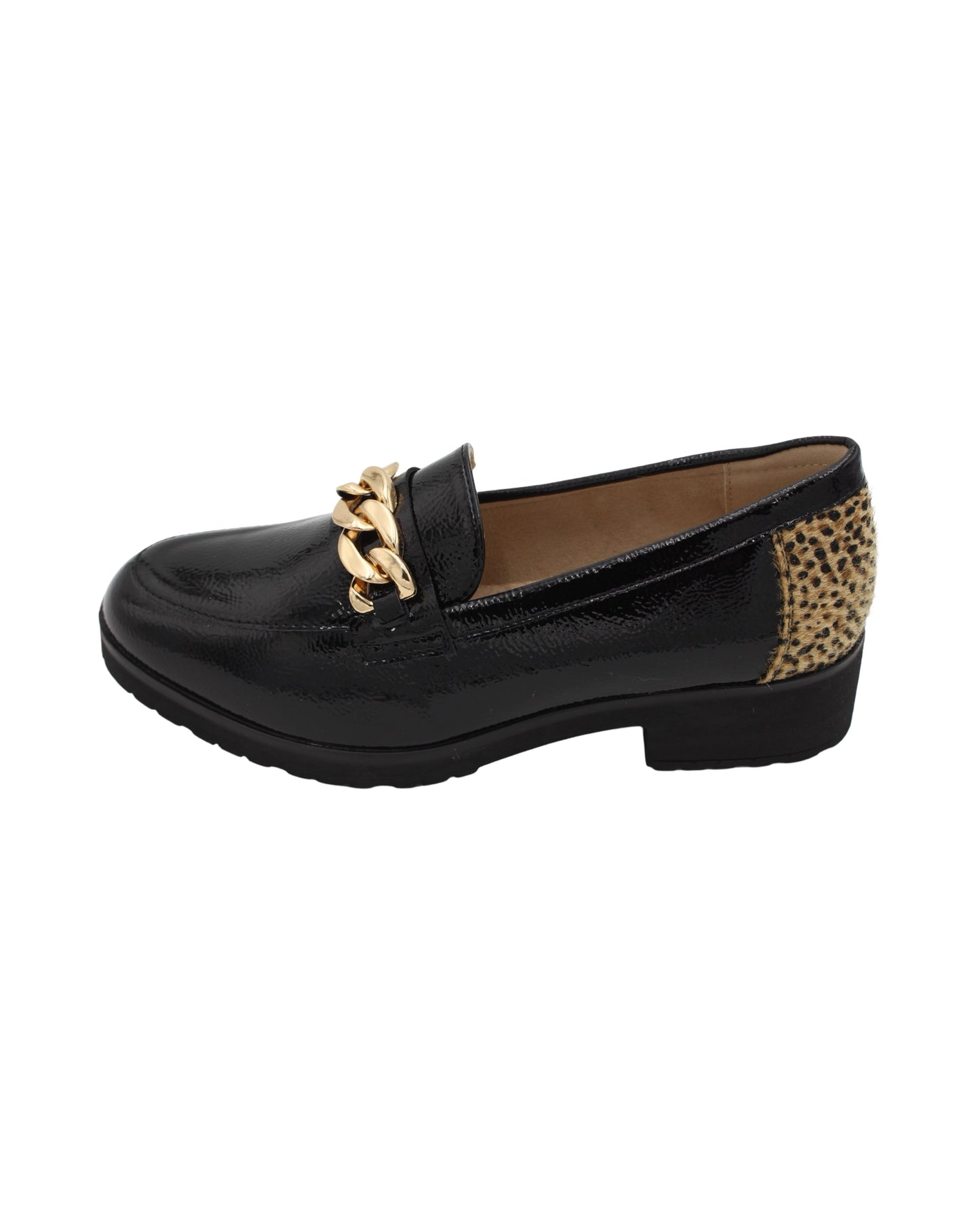 Lunar - Ladies Shoes Loafers Black, Leopard (2814)