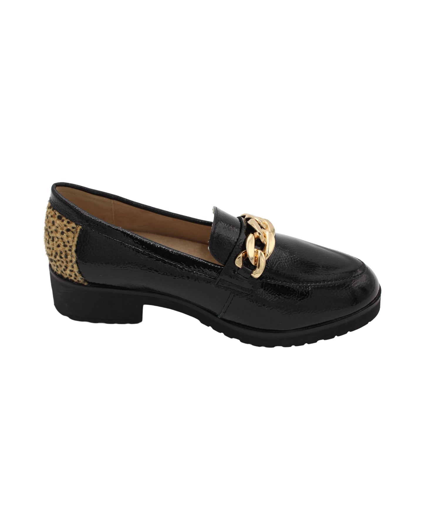 Lunar - Ladies Shoes Loafers Black, Leopard (2814)