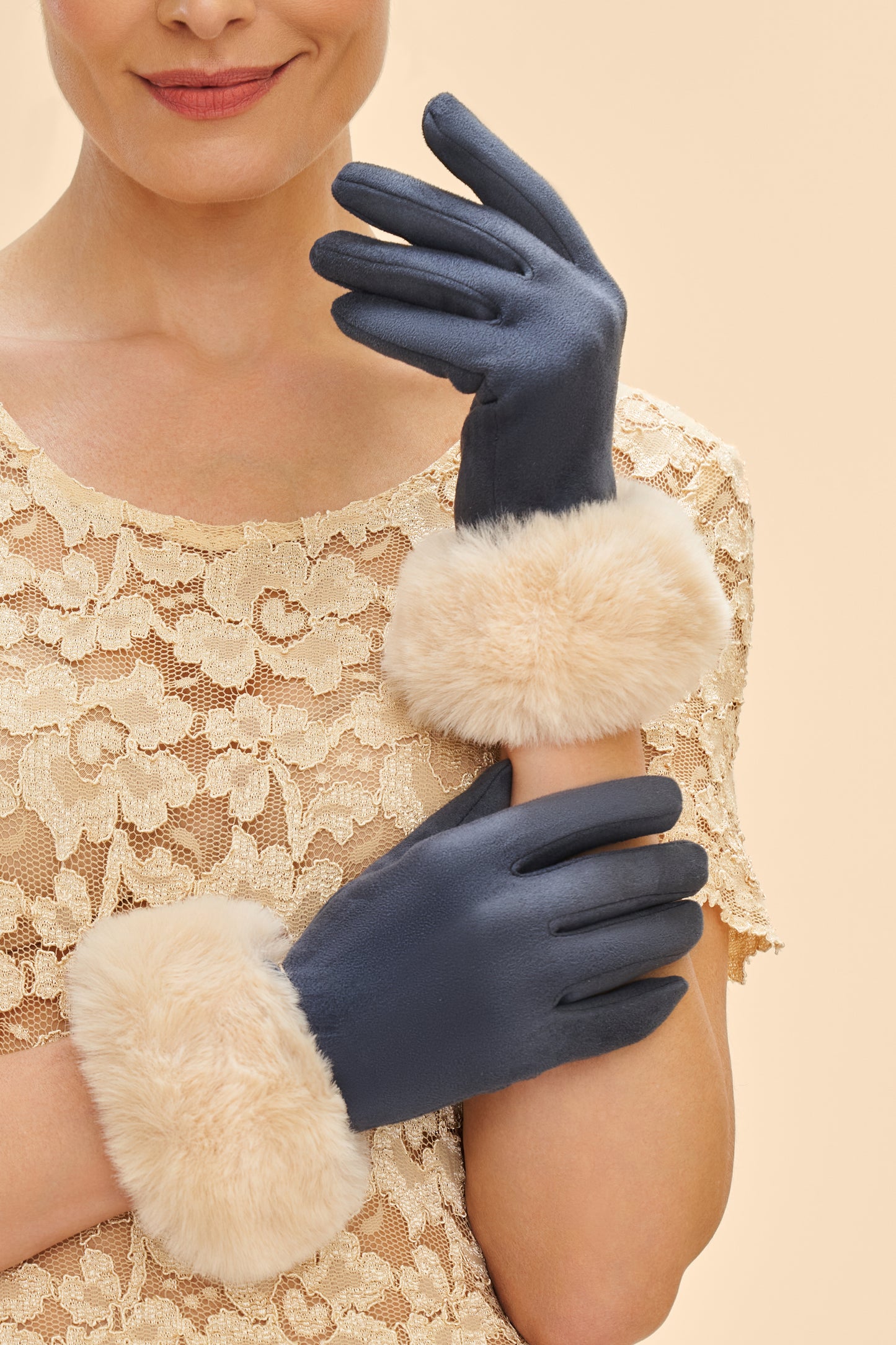 Powder Design Ltd - Accessories  Gloves Bettina Navy, Cream (2845)