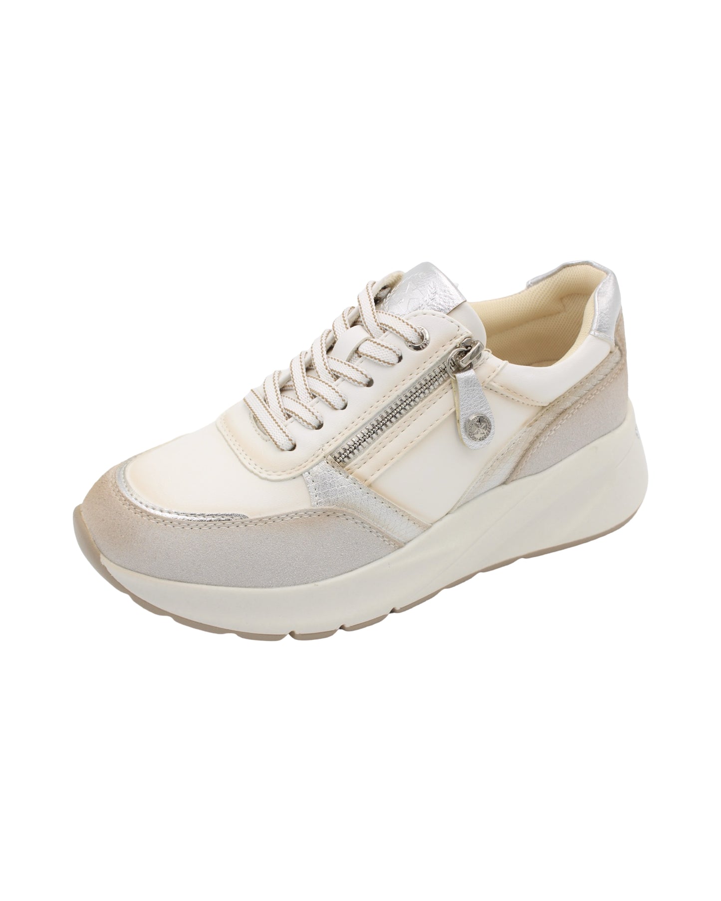 Xti - Ladies Shoes Trainers Cream, Silver (3016)