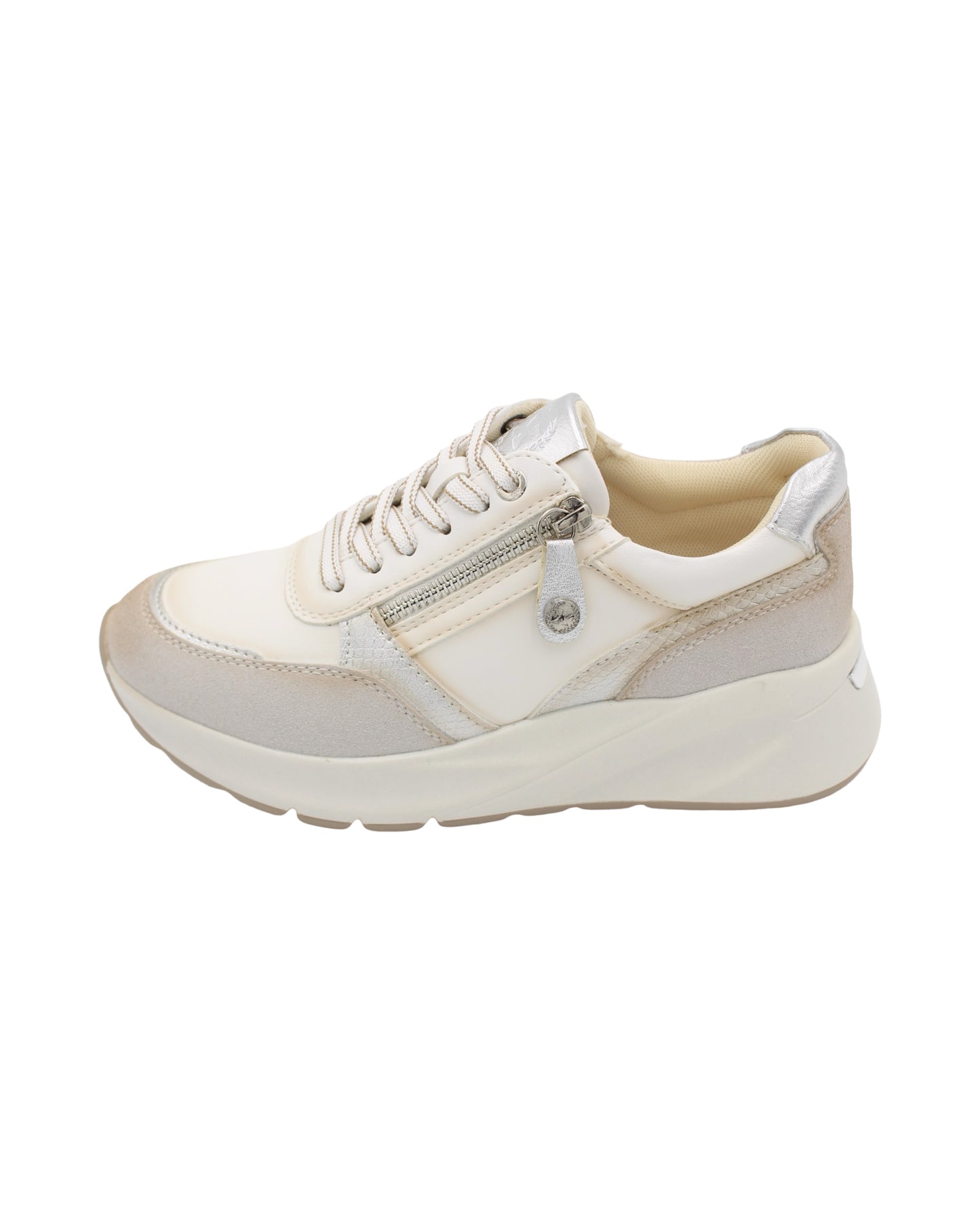 Xti - Ladies Shoes Trainers Cream, Silver (3016)