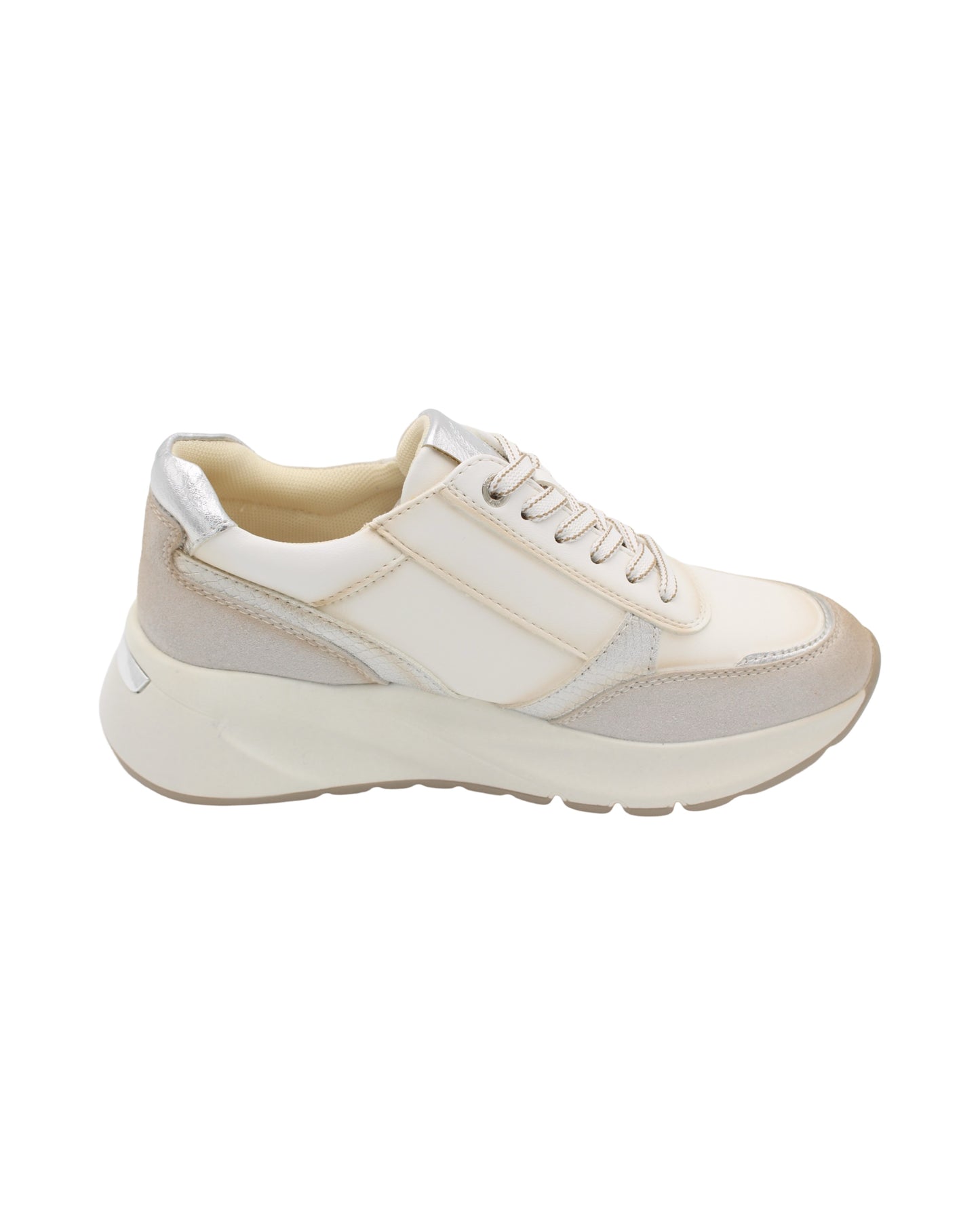 Xti - Ladies Shoes Trainers Cream, Silver (3016)