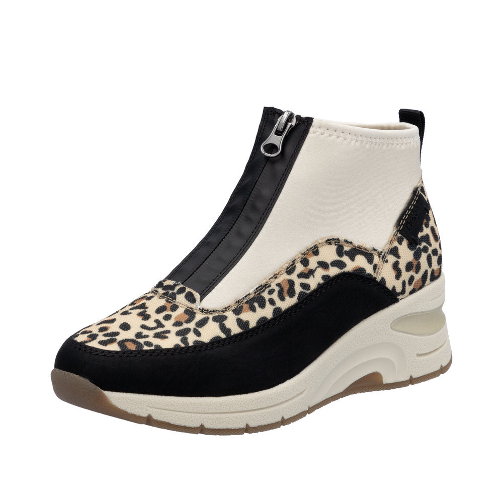 Rieker - Ladies Shoes Ankle Boots Cream Leopard (3030)