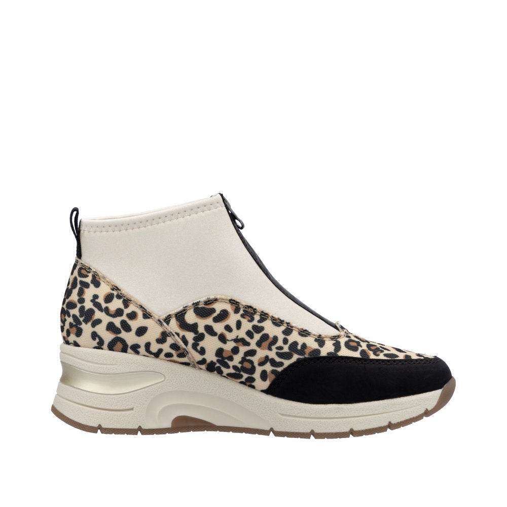 Rieker - Ladies Shoes Ankle Boots Cream Leopard (3030)