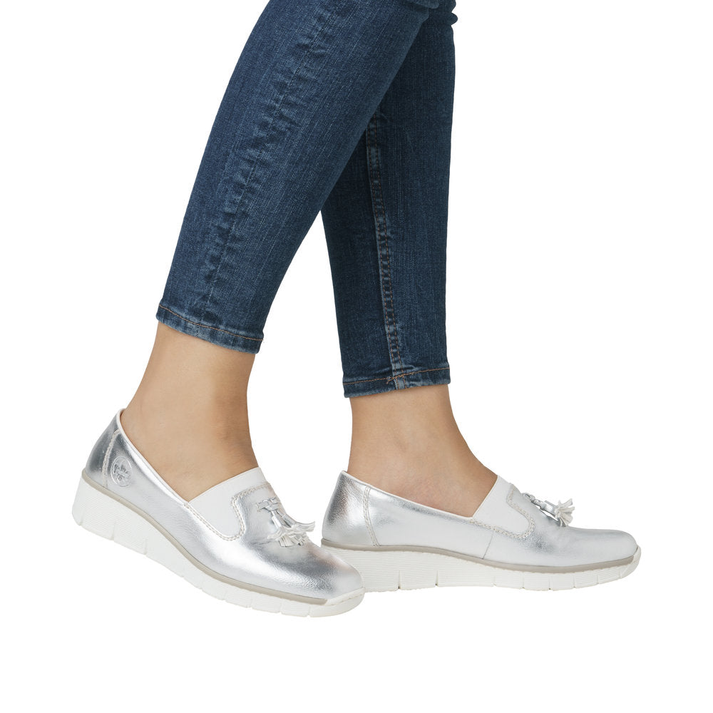 Rieker - Ladies Loafers Silver, White (3220)