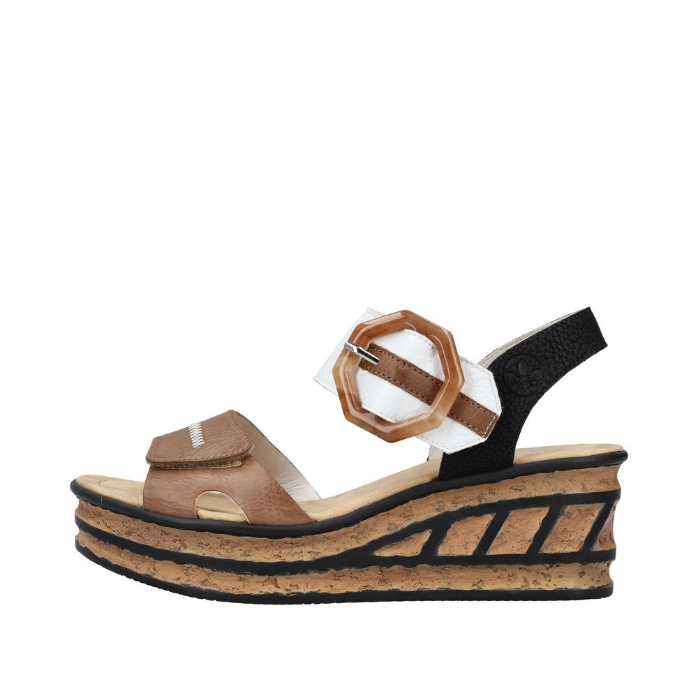 Rieker - Ladies Sandals Tan, White, Black (3270)