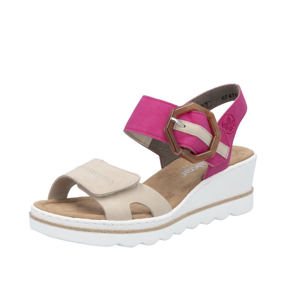 Rieker - Ladies Sandals Fuchsia, Cream (3447)