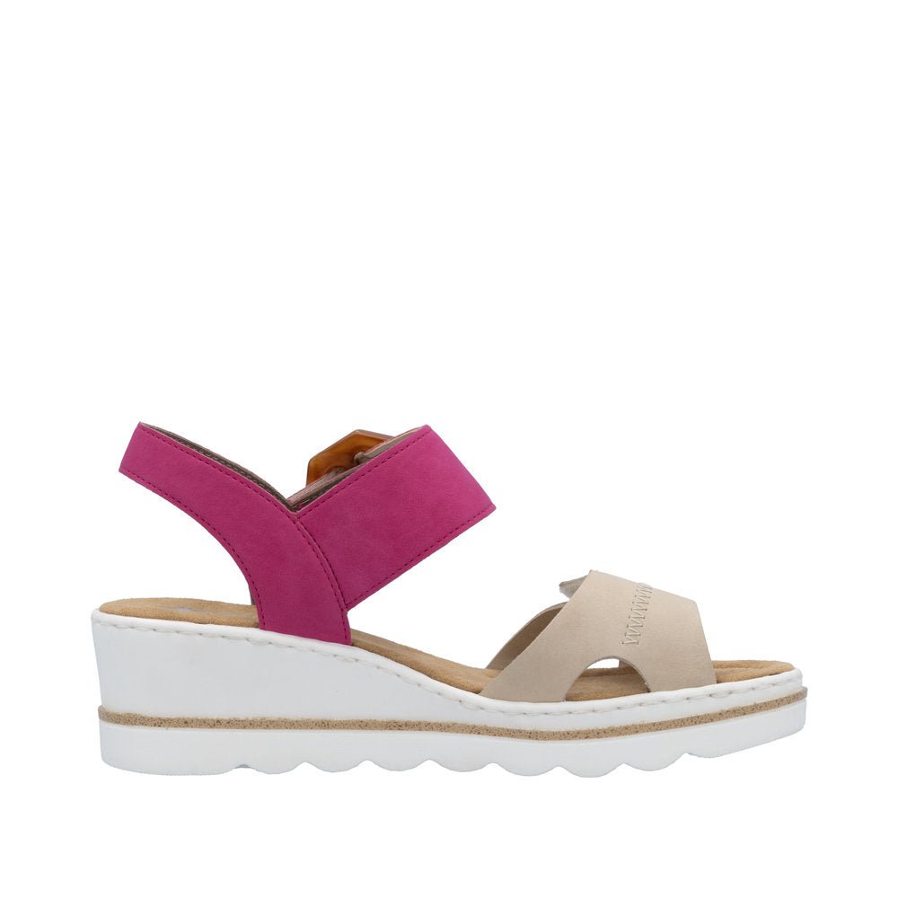 Rieker - Ladies Sandals Fuchsia, Cream (3447)