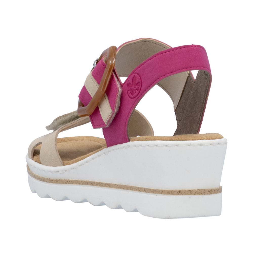 Rieker - Ladies Sandals Fuchsia, Cream (3447)