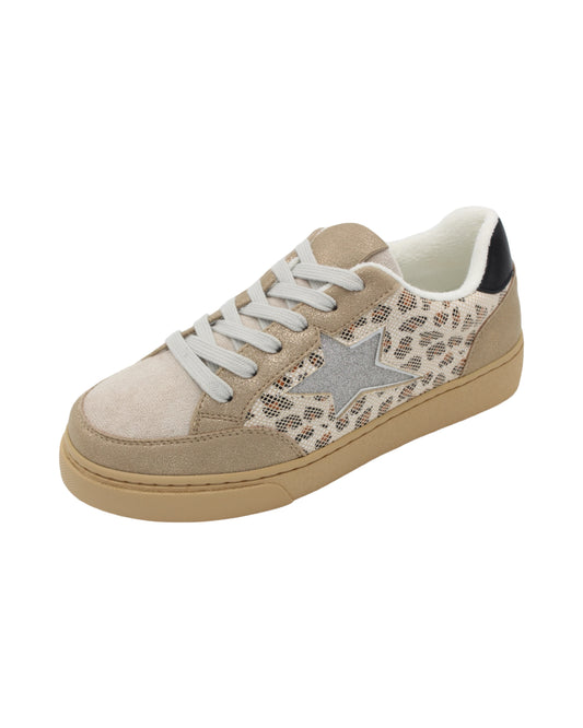 Drilleys - Ladies Trainers Cream, Leopard, Gold ,Silver (3559)