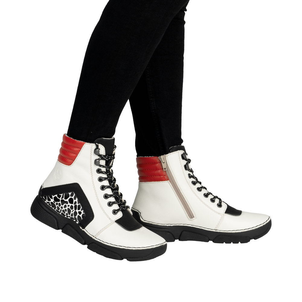 Rieker - Ladies Ankle Boots Black, White, Red (3723)