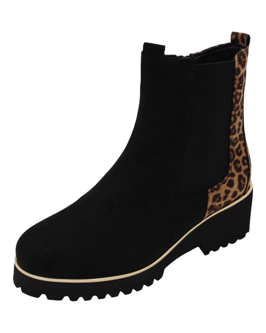 Lunar - Ladies Ankle Boots Black, Leopard (3951)