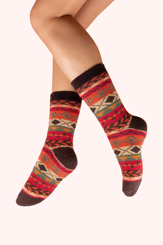 Powder Design Ltd - Cosy FairIsle Russet Sock (4027)