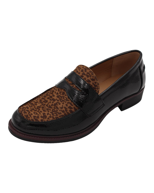 Lunar - Ladies Loafers Black, Leopard (4062)