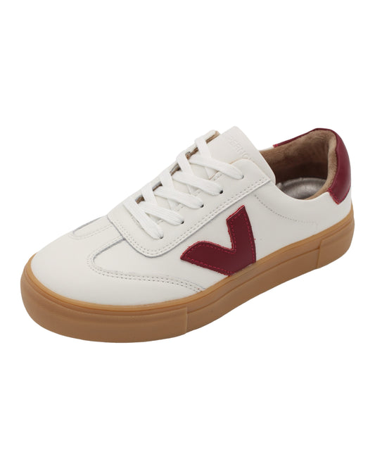 Drilleys - Ladies Trainers White, Maroon (4077)