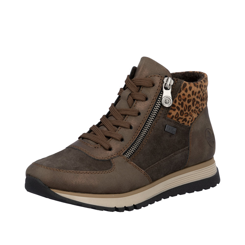 Rieker - Ladies Ankle Boots Brown, Bronze, Leopard (4098)