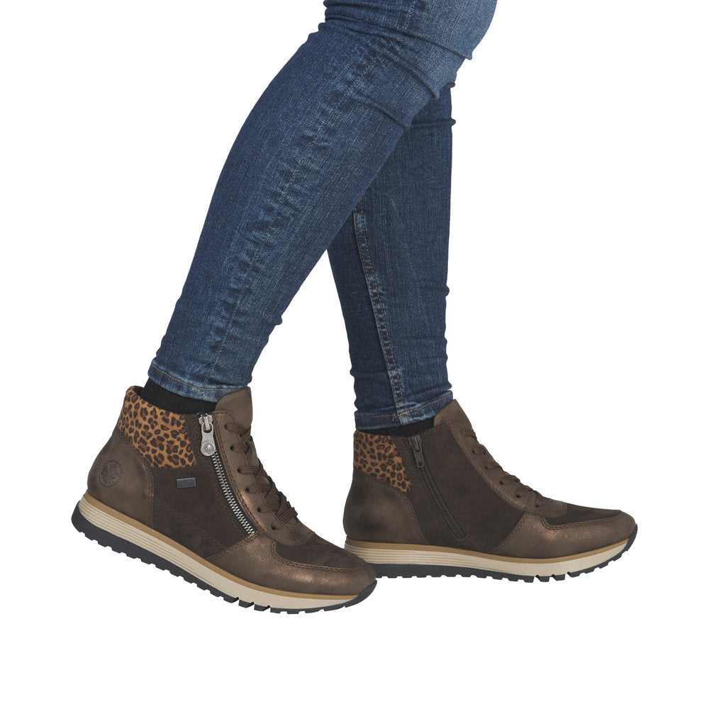 Rieker - Ladies Ankle Boots Brown, Bronze, Leopard (4098)