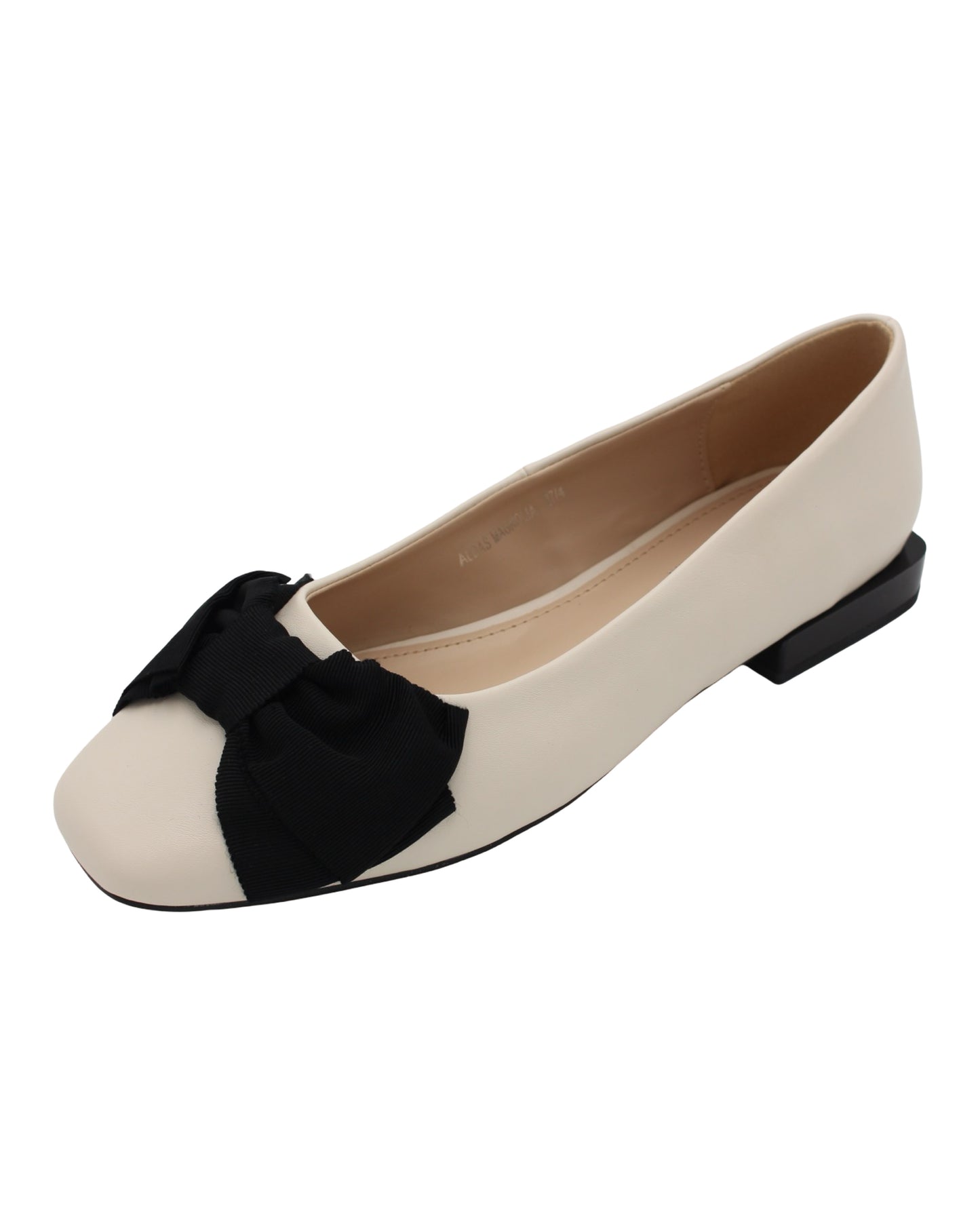 Sorento - Ladies Pumps Cream, Black Bow (4113)