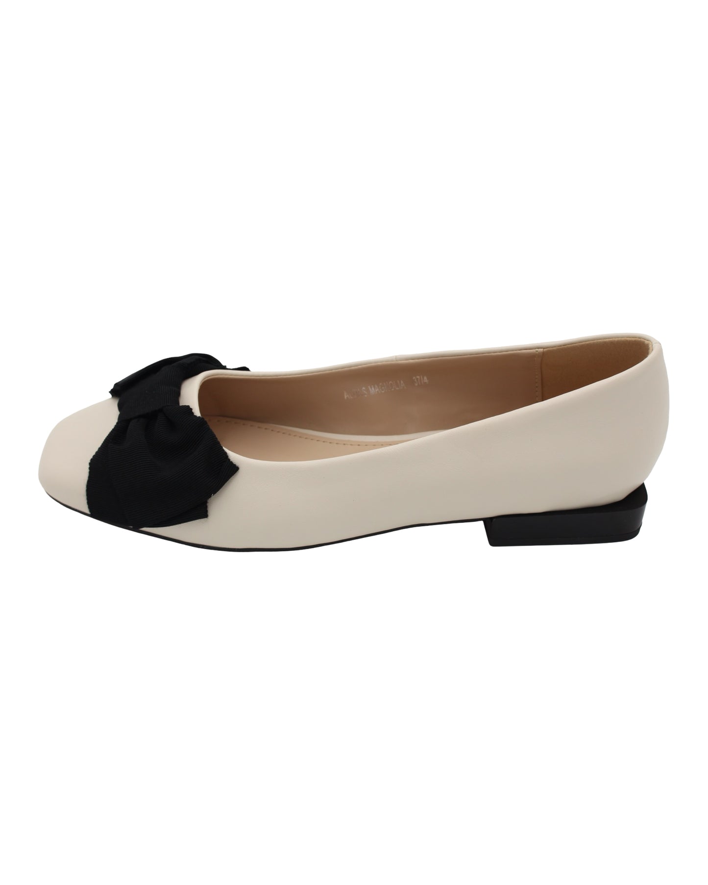 Sorento - Ladies Pumps Cream, Black Bow (4113)