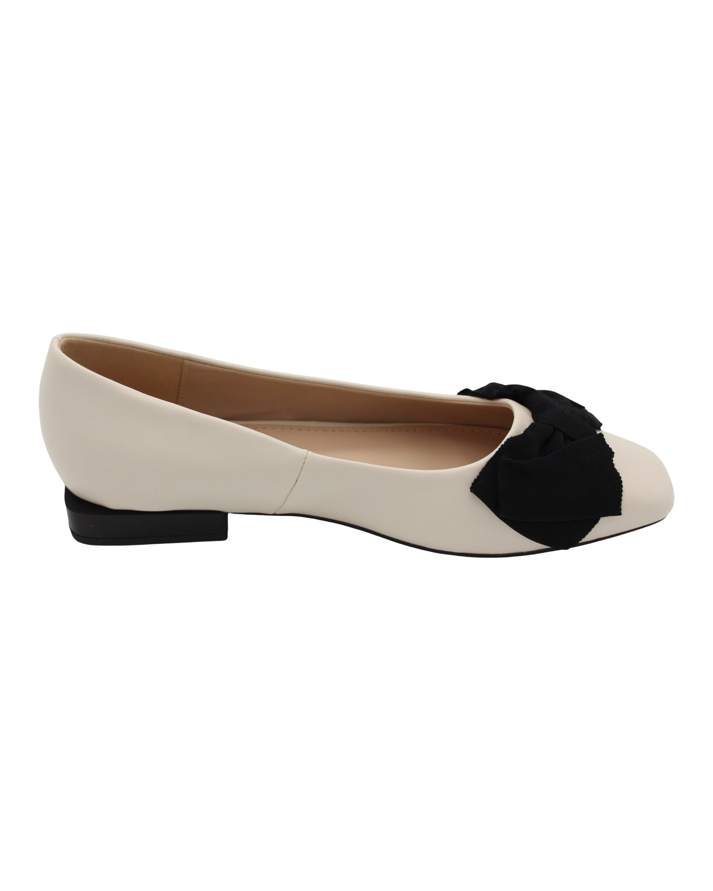 Sorento - Ladies Pumps Cream, Black Bow (4113)