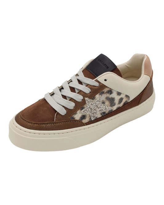 Drilleys - Ladies Trainers Brown, Cream, Leopard (4180)