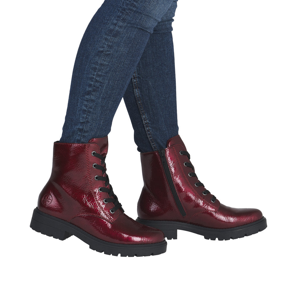 Rieker - Ladies Ankle Boots Metallic Red (4183)