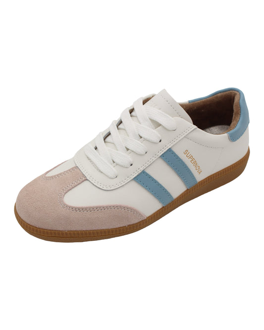 Drilleys - Ladies Trainers White, Pink, Blue (4301)