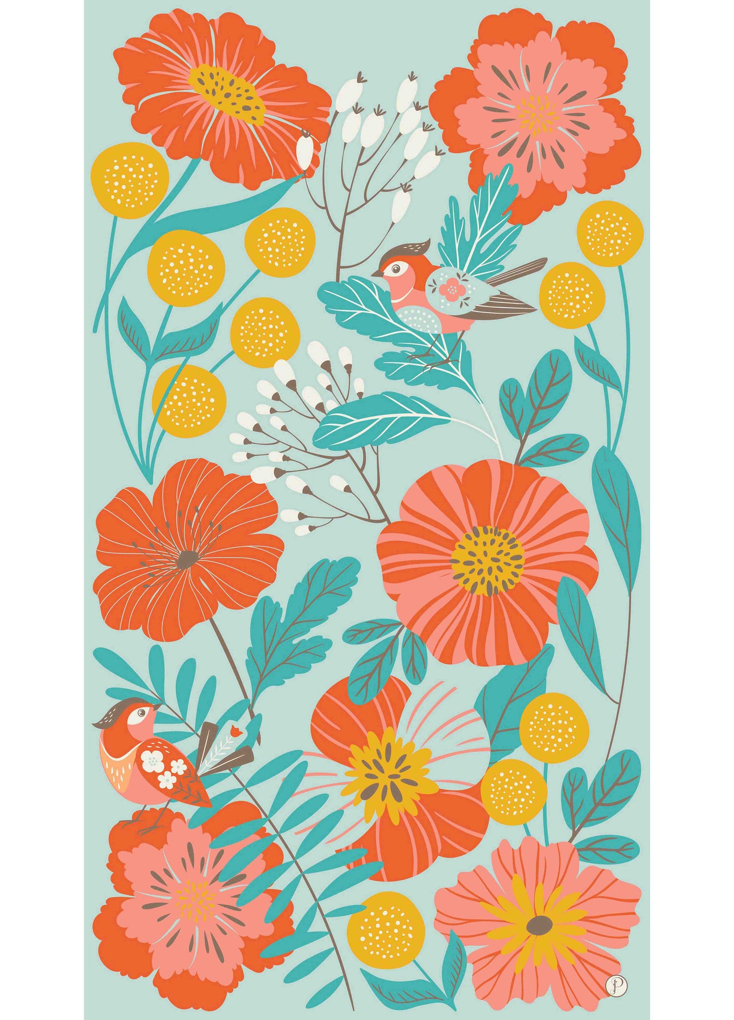 Powder Design Ltd - Accessories  Scarves Lovebirds in a poppy field (3342)