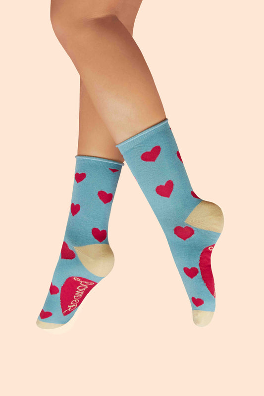 Powder Design Ltd - Accessories  Socks Hearts Denim (3359)